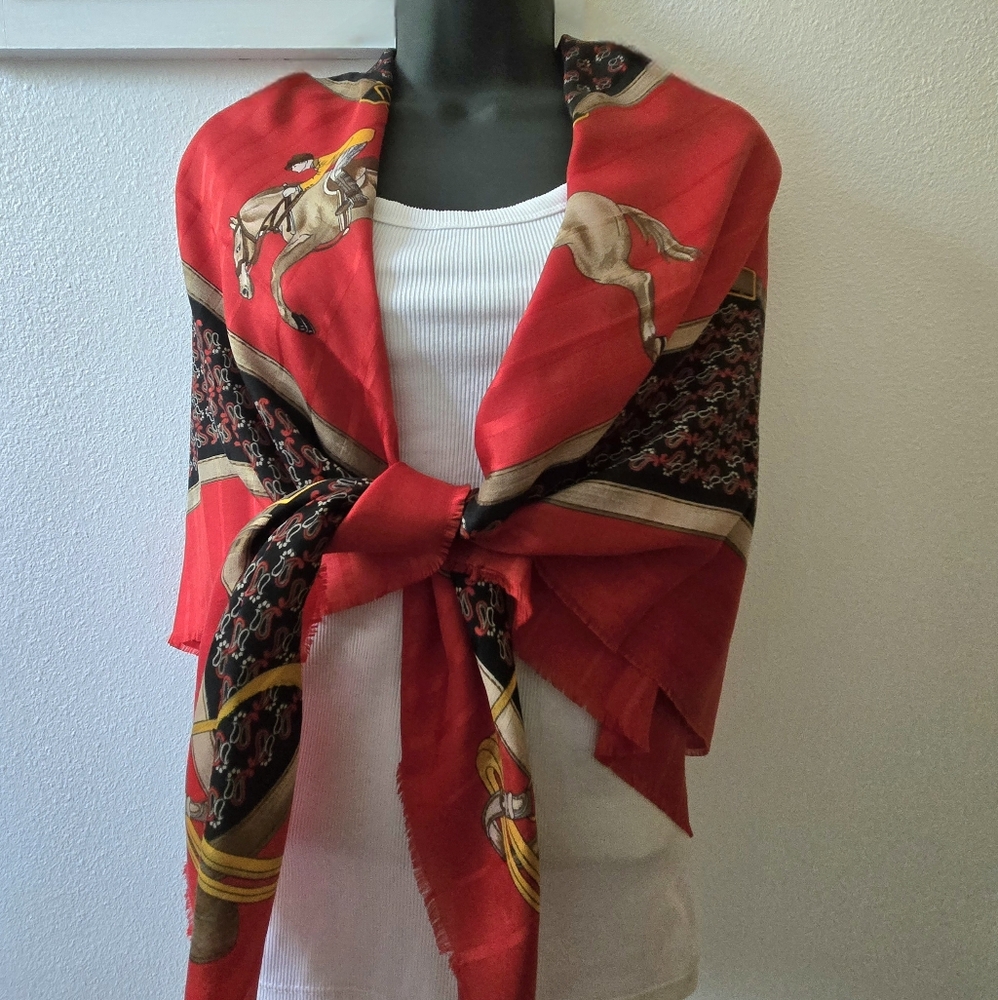 Jean-Louis Scherrer Paris Equestrian Print Scarf